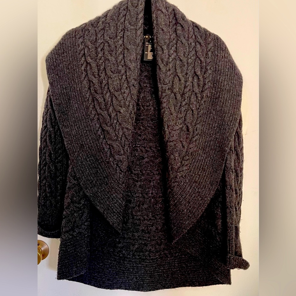 Ralph Lauren Black Label Dark Gray Cable Knit Sweater